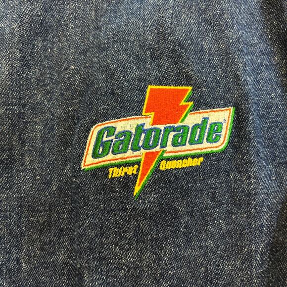 Vtg Dunbrooke Gatorade Varsity Jacket Mens XL Blue Jean Tan Denim Snap Closure - Picture 3 of 8